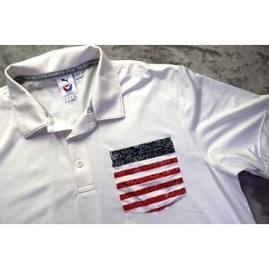 Puma‎ Logo Volition America Patriotic Flag Golf Polo Shirt Men's Size L